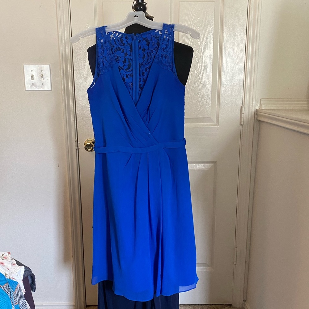 David's Bridal Horizon Blue Bridesmaid Dress